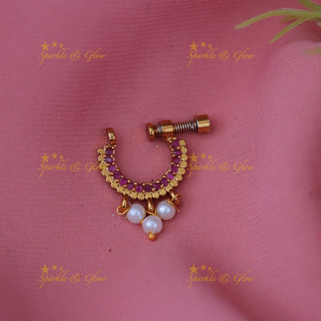 Exquisite Coin Stone Nosepin - Festive Elegance