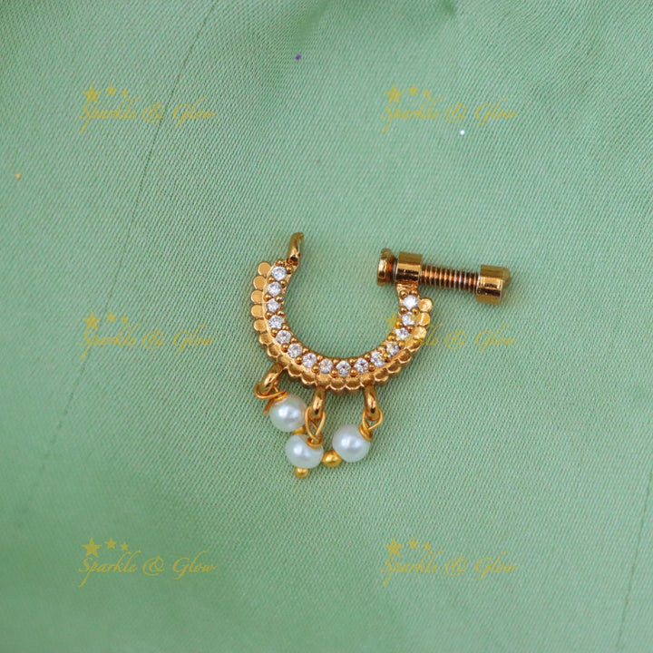 Exquisite Coin Stone Nosepin - Festive Elegance