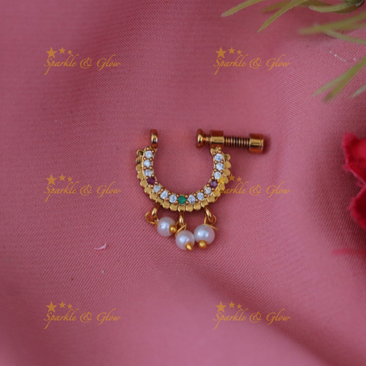 Exquisite Coin Stone Nosepin - Festive Elegance