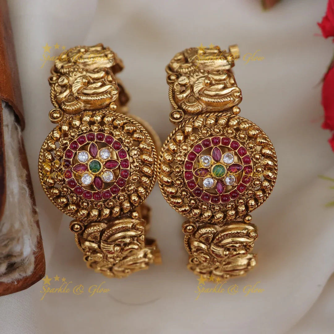 Stunning Floral Peacock Kemp Bangles | Sparkle & Glow