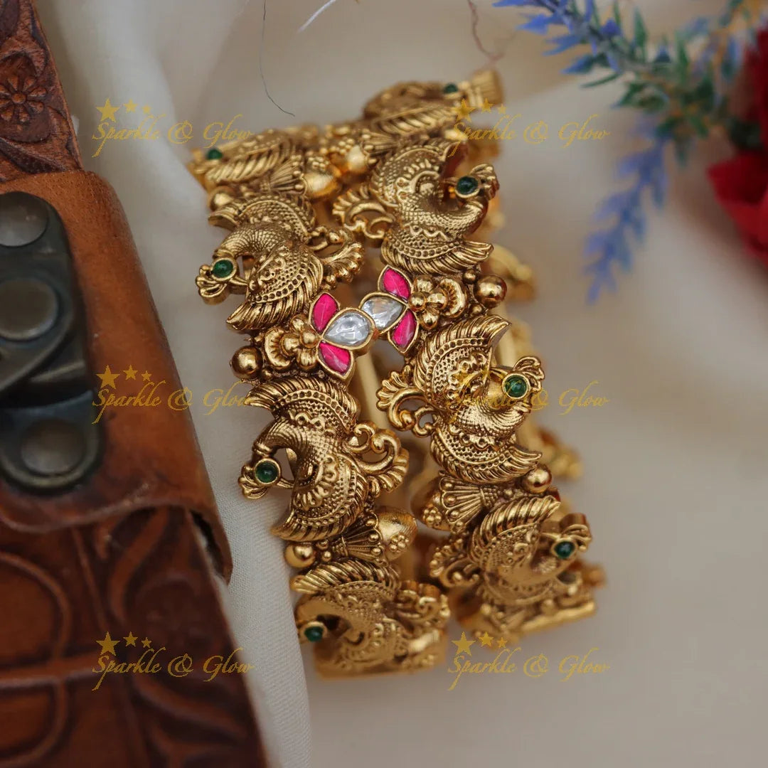Exquisite Peacock Floral Screw Bridal Bangles Online