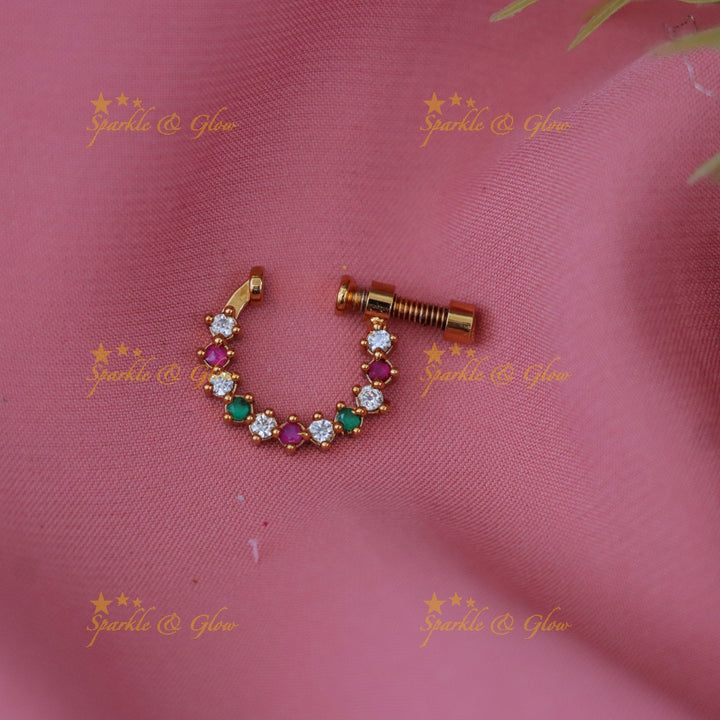 Sparkling Gold Nosepin with Gems for Festive Elegance