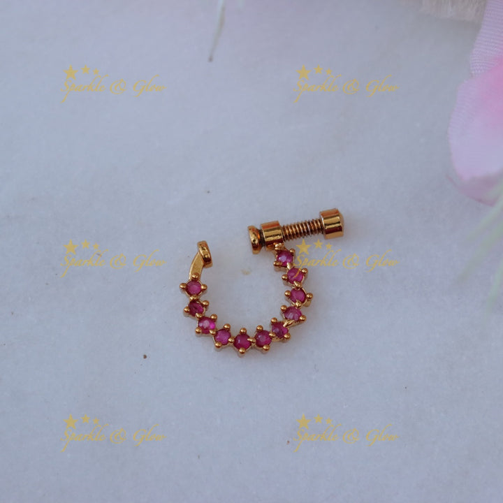 Sparkling Gold Nosepin with Gems for Festive Elegance