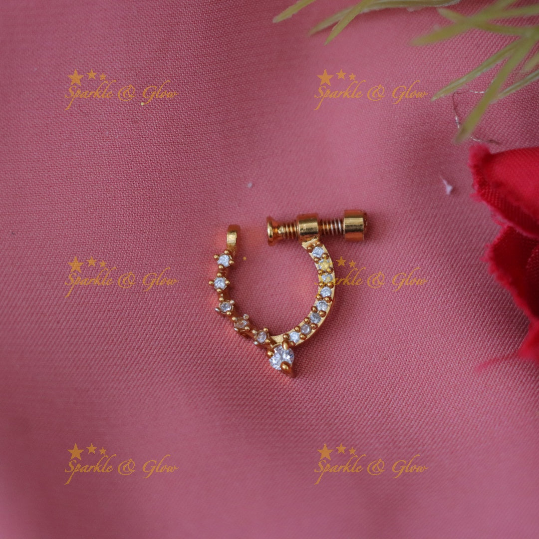 Elegant Gold Stone Nose Pin for Festive Occasions