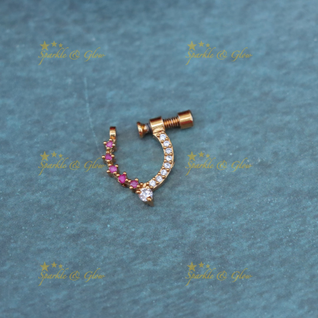 Elegant Gold Stone Nose Pin for Festive Occasions