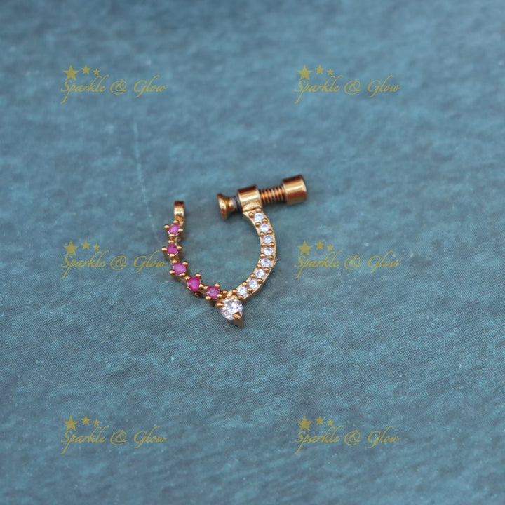 Elegant Gold Stone Nose Pin for Festive Occasions