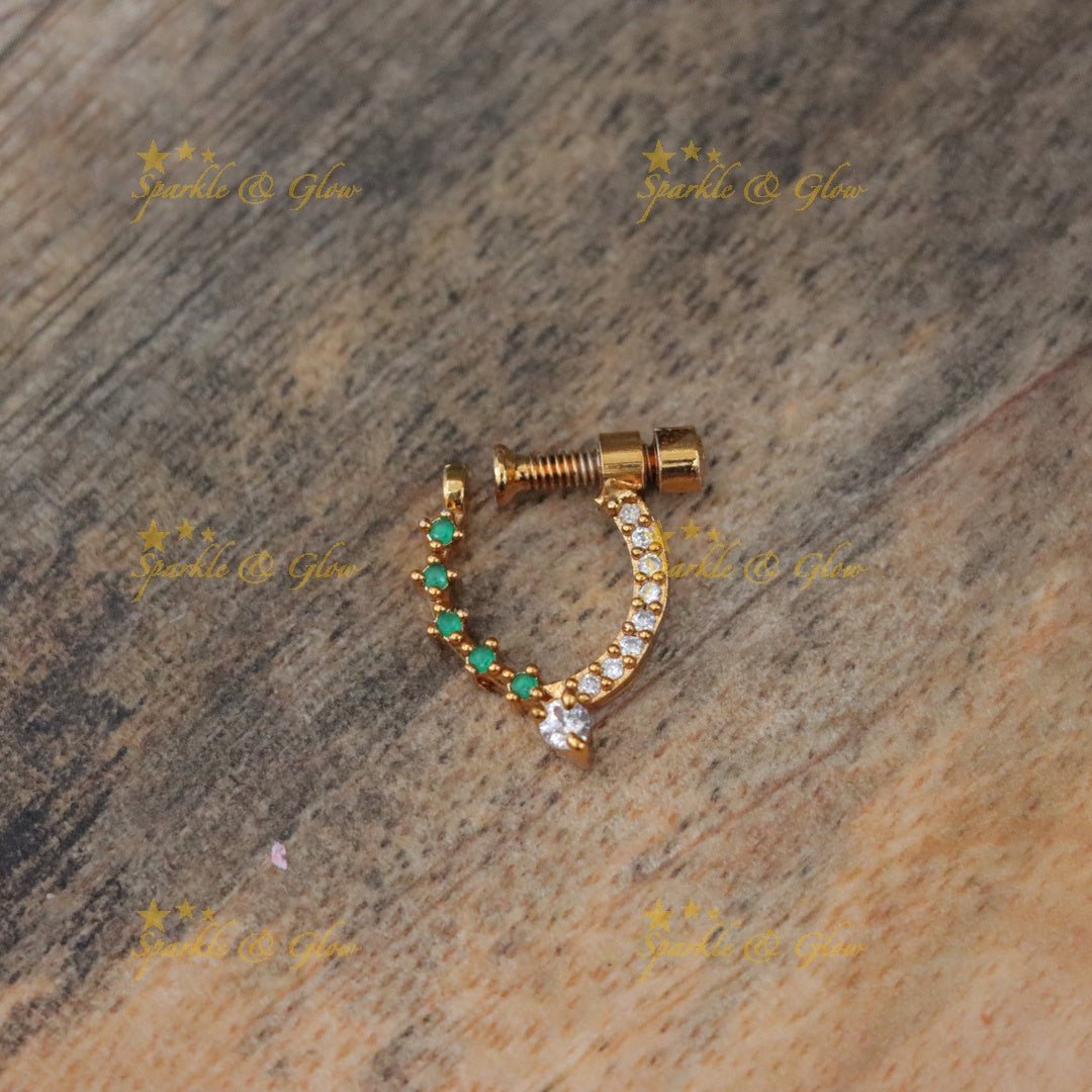 Elegant Gold Stone Nose Pin for Festive Occasions