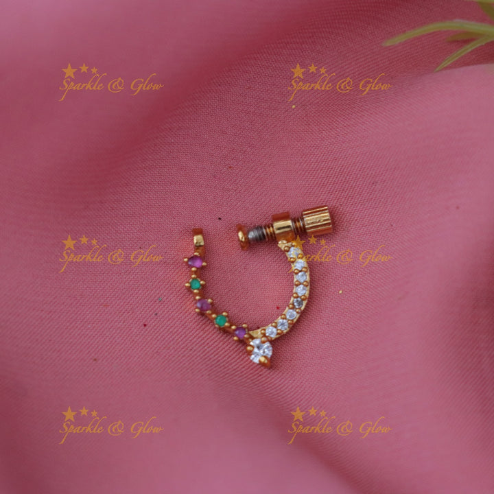 Elegant Gold Stone Nose Pin for Festive Occasions