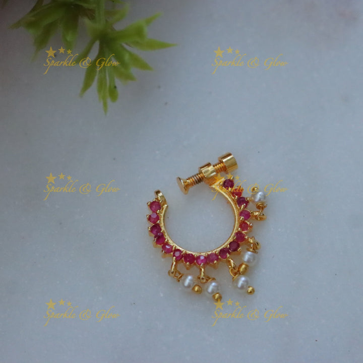 Exquisite Gold Pearl Nosepin for Festive Elegance