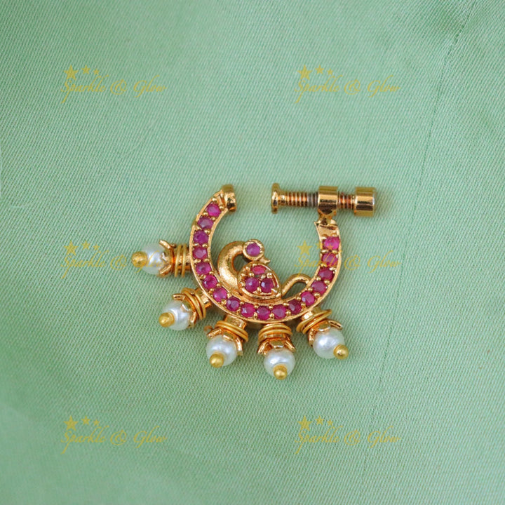 Elegant Gold-Tone Festive Nose Pin for Celebrations