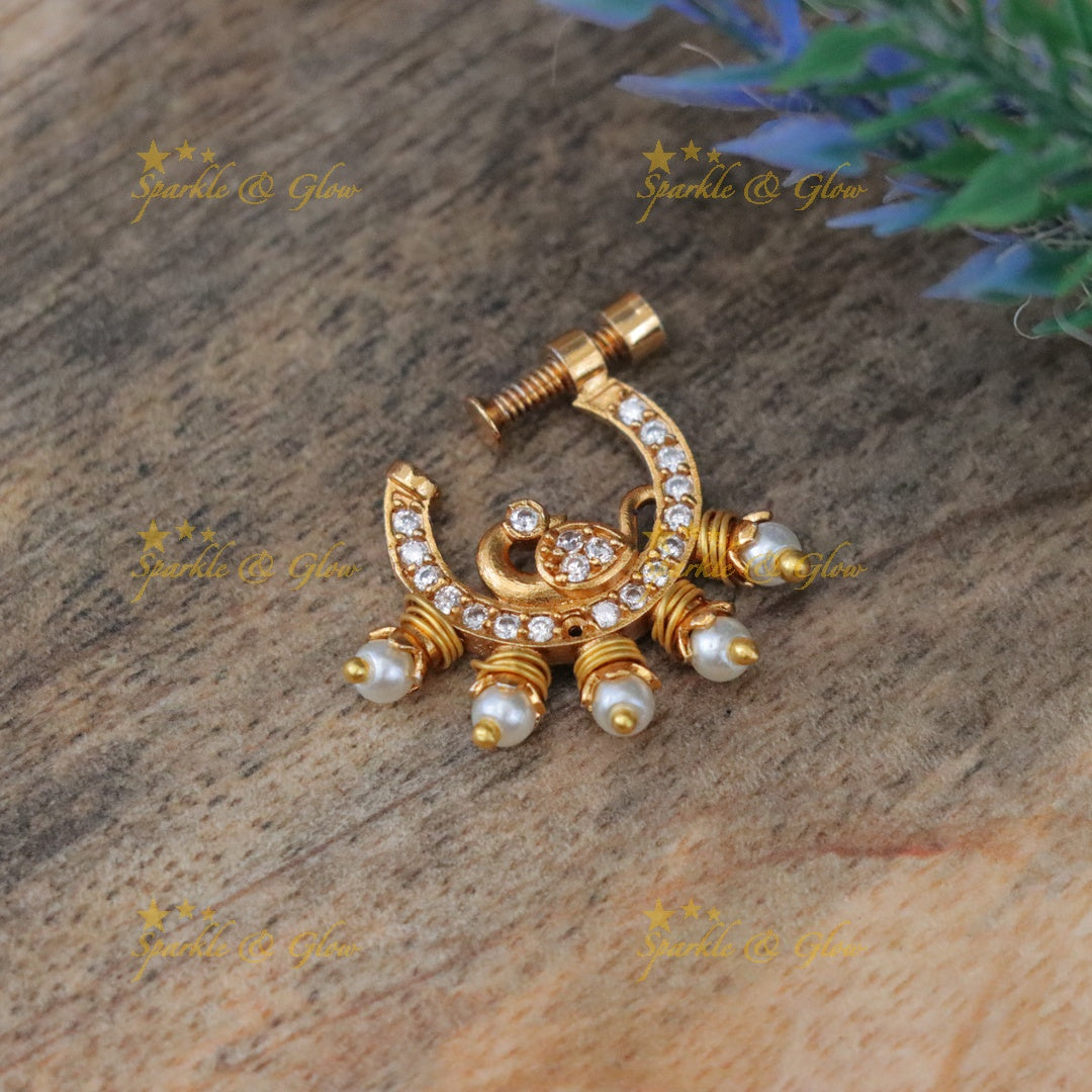 Elegant Gold-Tone Festive Nose Pin for Celebrations