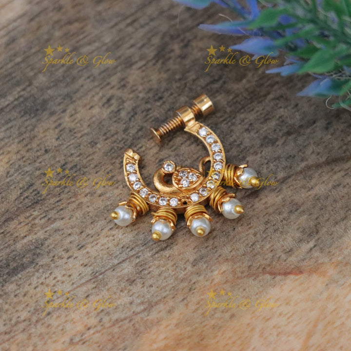 Elegant Gold-Tone Festive Nose Pin for Celebrations