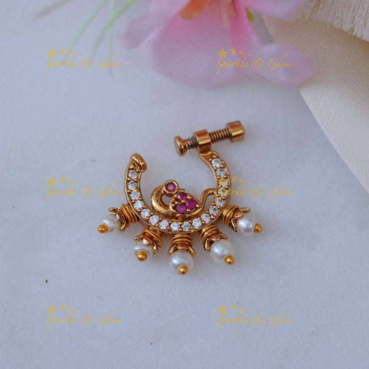 Elegant Gold-Tone Festive Nose Pin for Celebrations