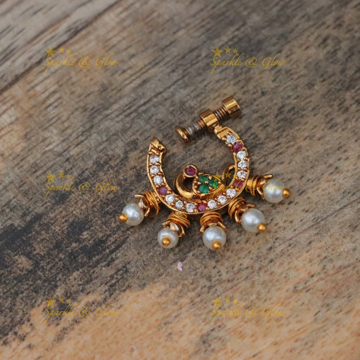 Elegant Gold-Tone Festive Nose Pin for Celebrations
