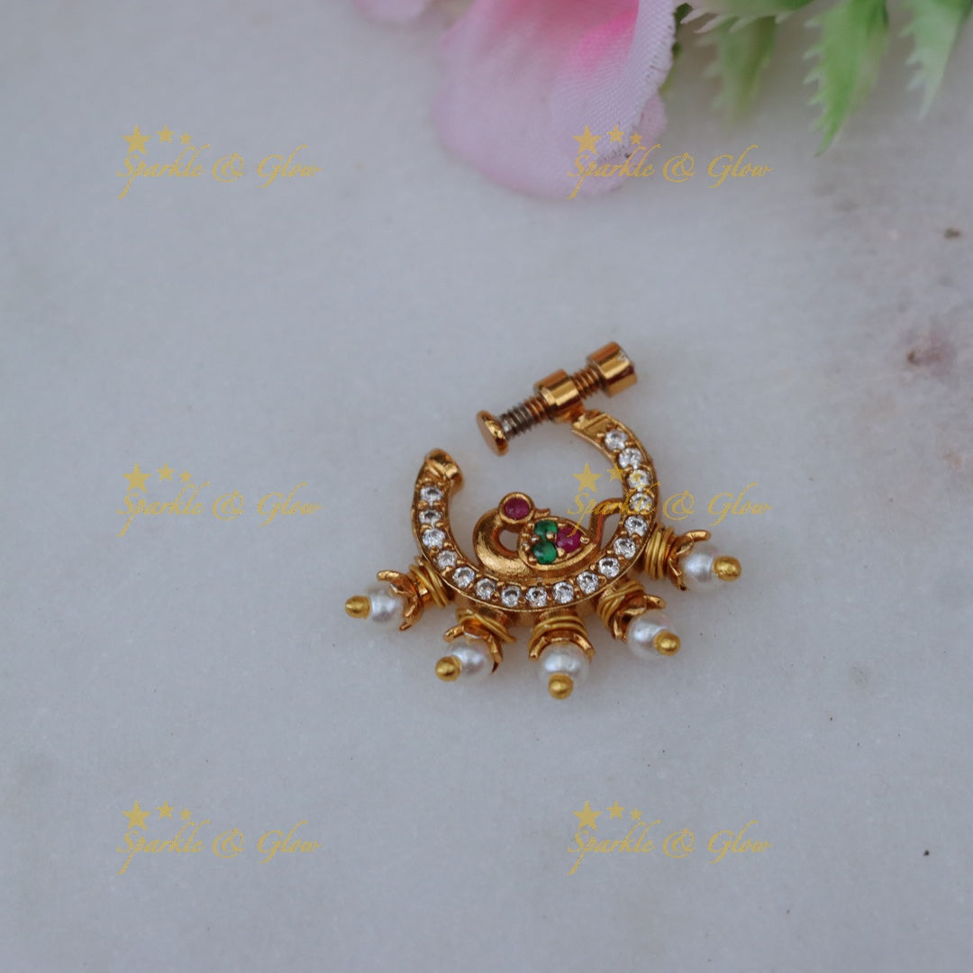Elegant Gold-Tone Festive Nose Pin for Celebrations