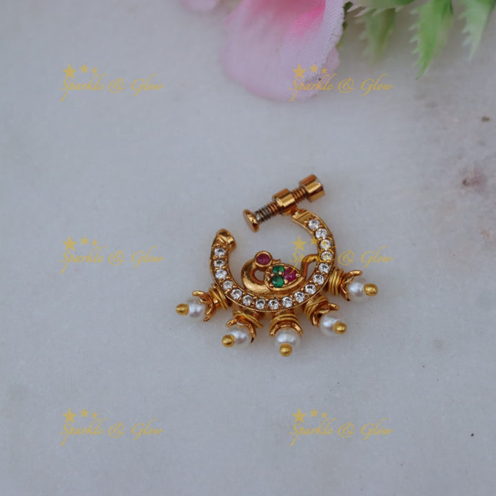 Elegant Gold-Tone Festive Nose Pin for Celebrations