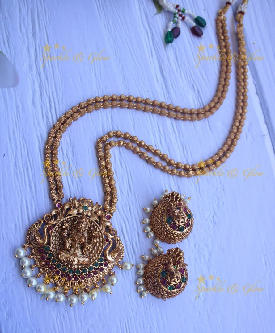 Elegant and Simple Lakshmi layered haram - Sparkle and Glow
