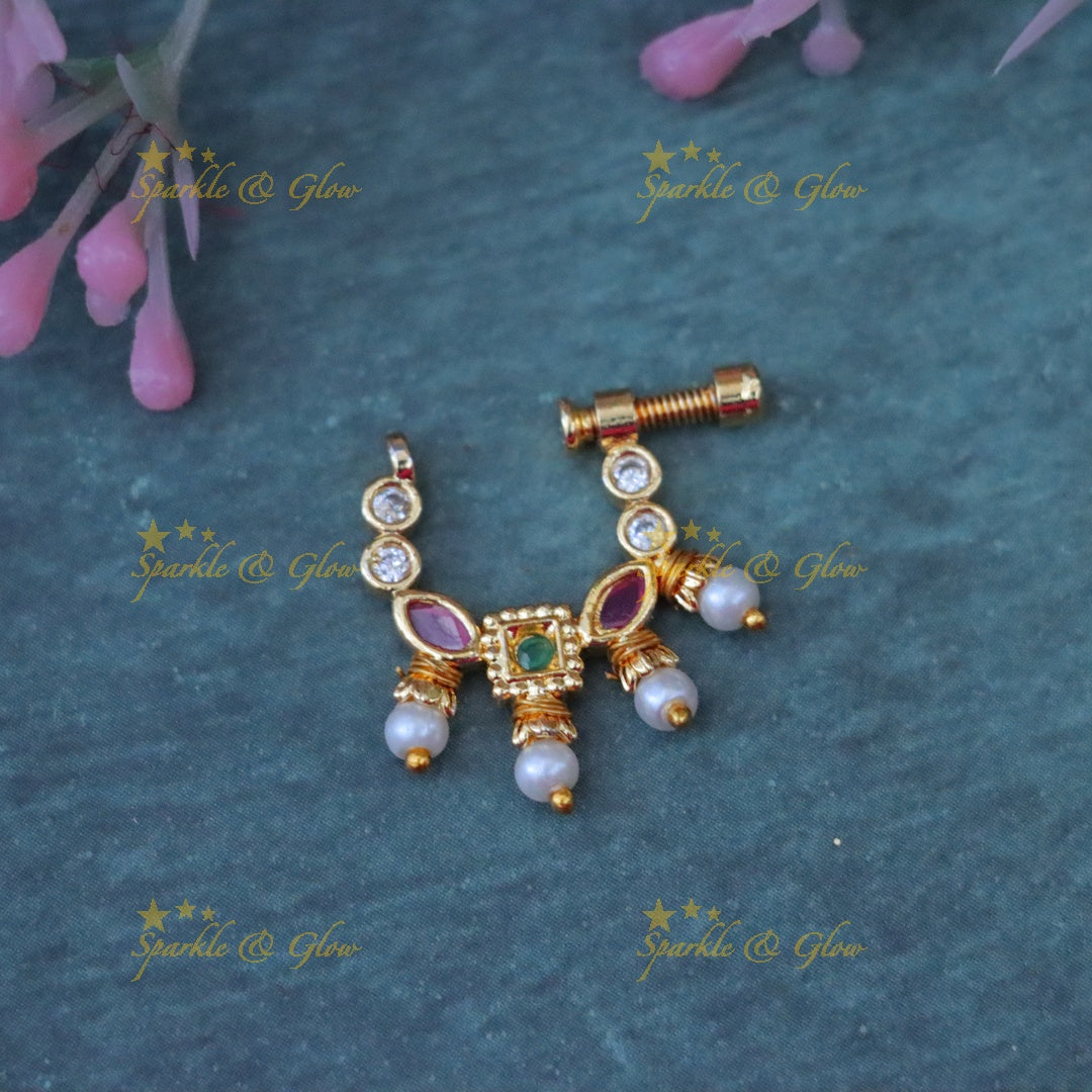 Multi-Stone Gold Nosepin - Festive Elegance Redefined