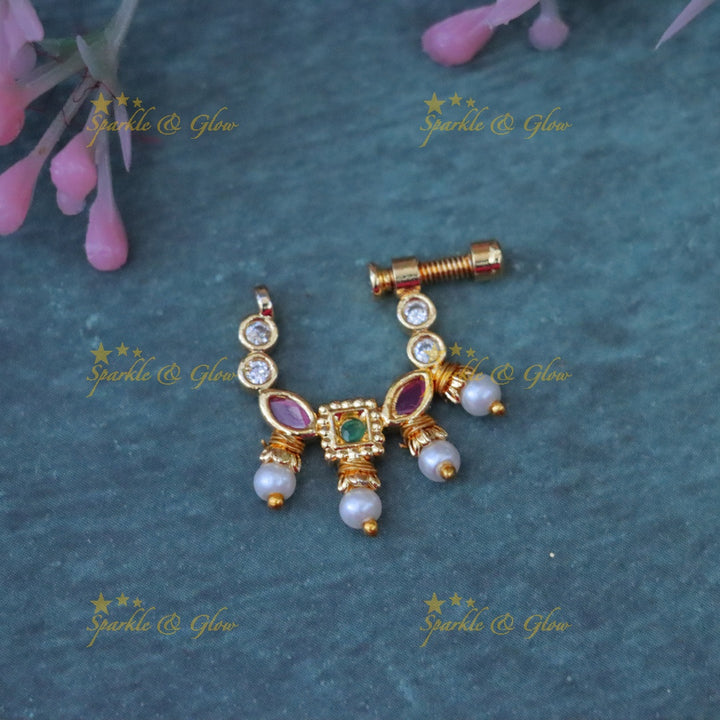 Multi-Stone Gold Nosepin - Festive Elegance Redefined