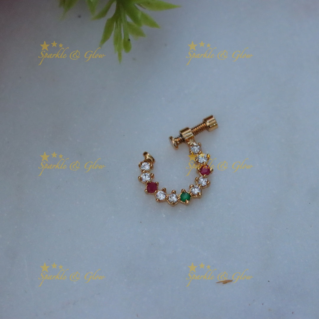 Radiant Gold-Plated Nosepin with Sparkling Stones