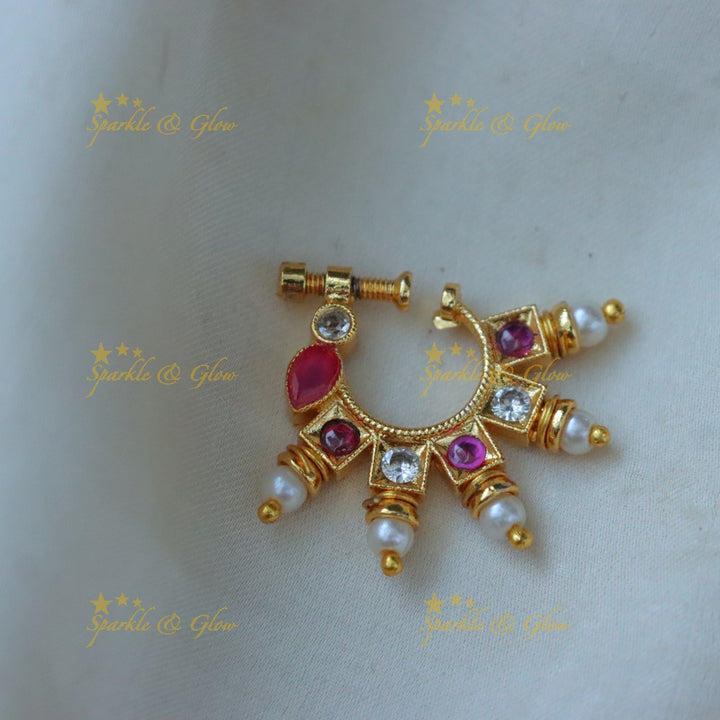 AD Stone Multi-Color Nose Pin | Elegant Design