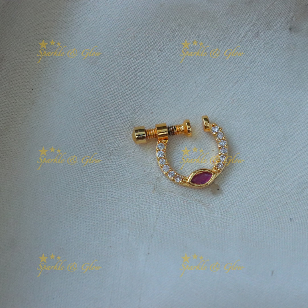 Pink L-Shaped Nose Pin - Simple & Pretty