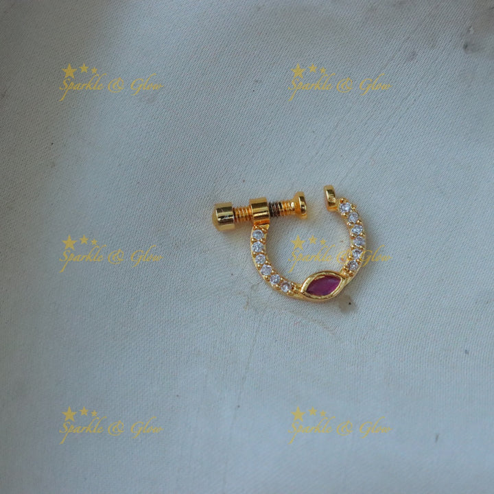 Pink L-Shaped Nose Pin - Simple & Pretty