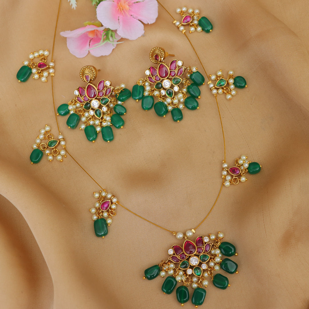 Exquisite Lotus Pendant Necklace | Festive Glam Collection