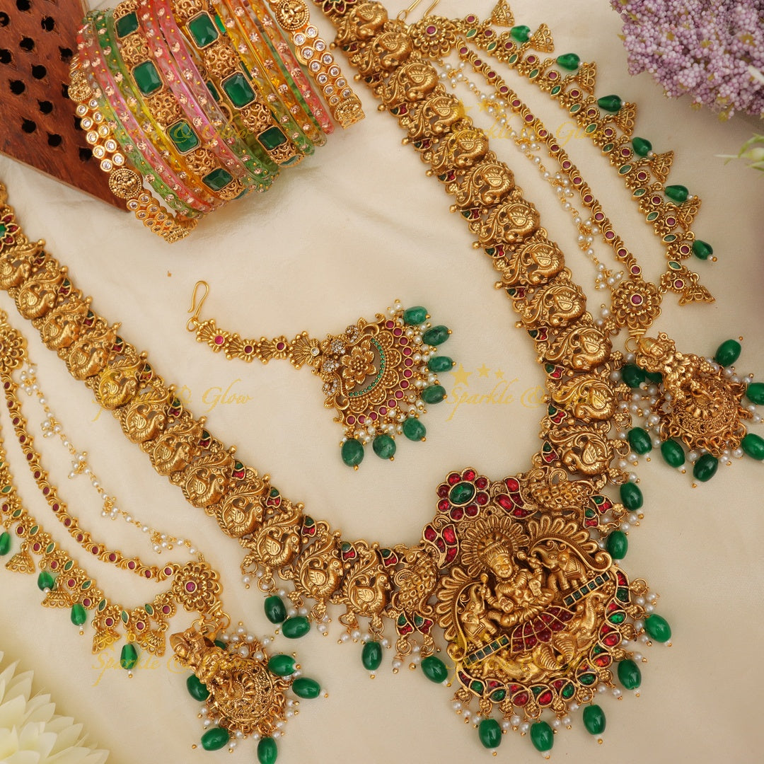 Exquisite Lakshmi Temple Kemp Bridal Set - Sparkle & Glow