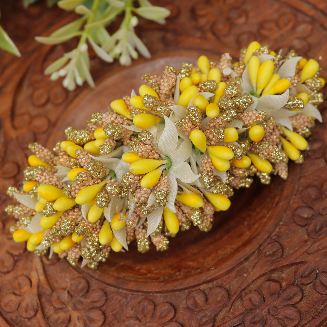 Gleaming Gold Floral Hairclip for Special Occasions