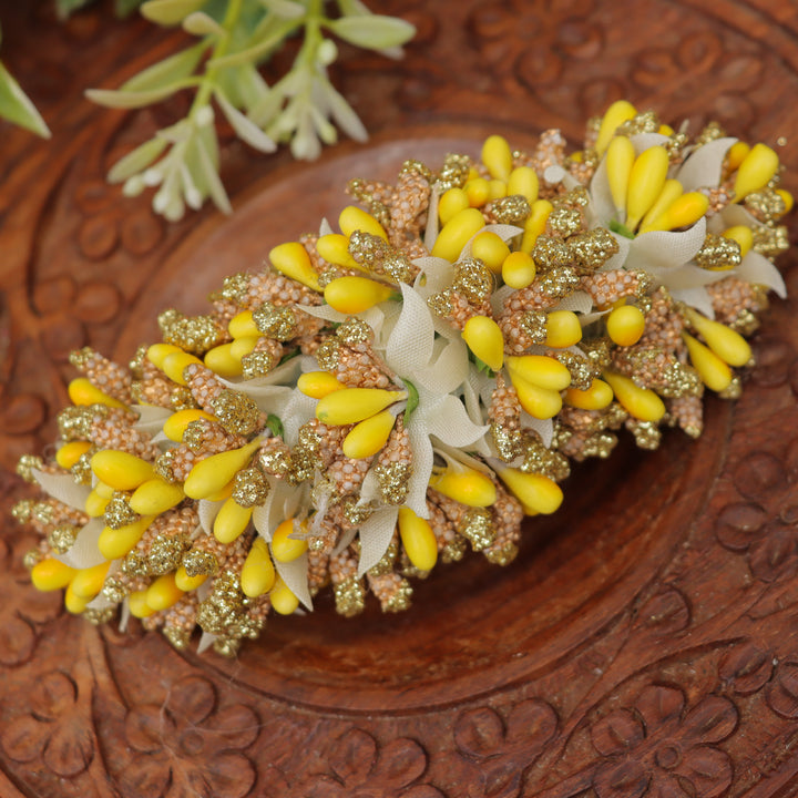 Gleaming Gold Floral Hairclip for Special Occasions