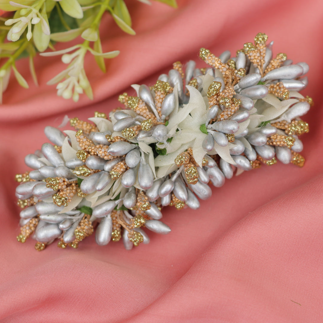 Enchanting Floral Gold Hairclip for Festive Glamour