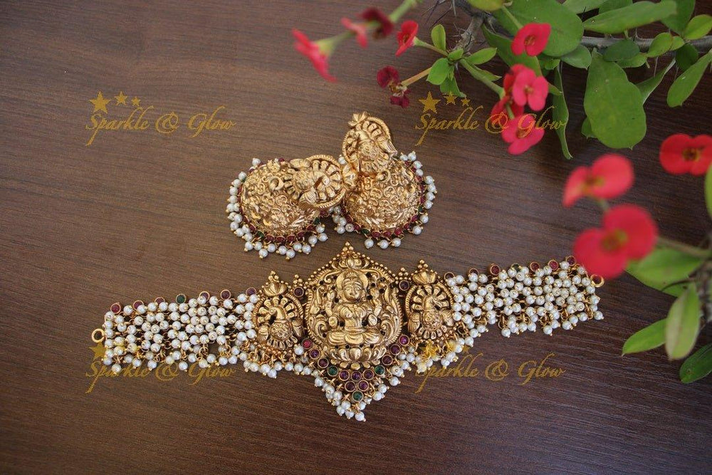 Premium gold alike polished gold cluste nagas high neck choker - Sparkle and Glow