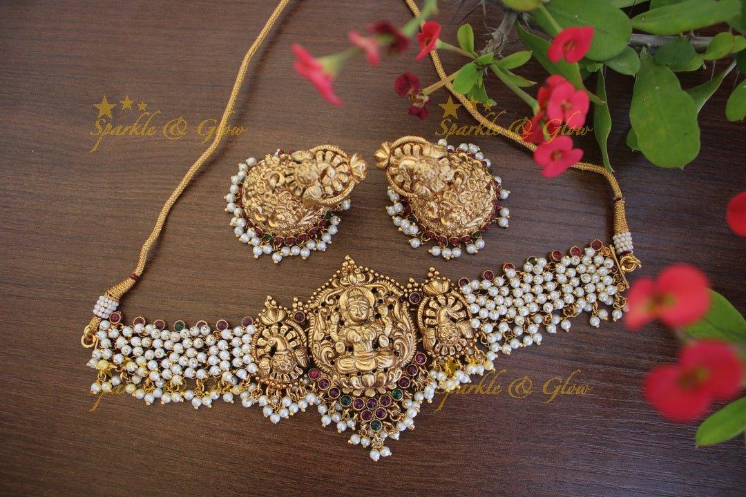 Premium gold alike polished gold cluste nagas high neck choker - Sparkle and Glow