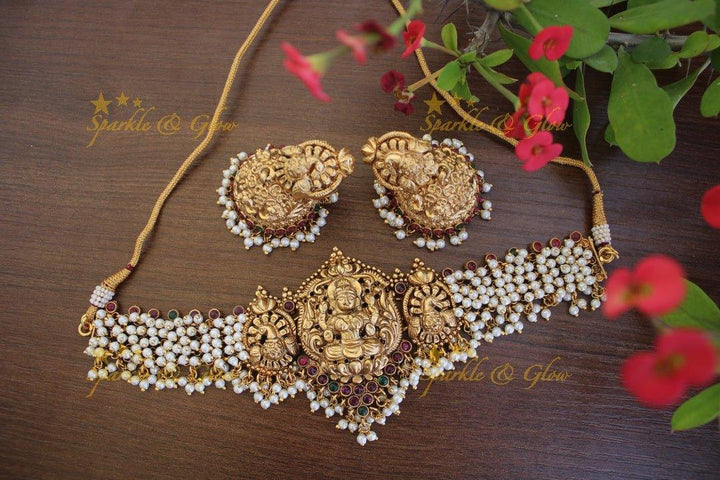 Premium gold alike polished gold cluste nagas high neck choker - Sparkle and Glow