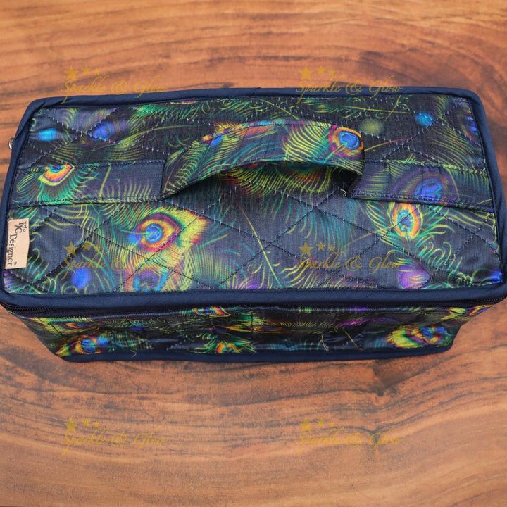 Elegant Peacock Feather Jewellery Organizer Box