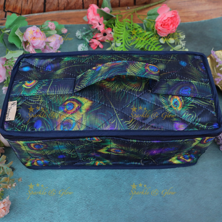 Elegant Peacock Feather Jewellery Organizer Box