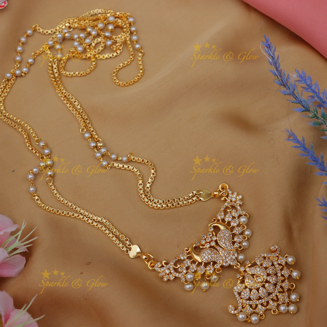 Exquisite Peacock Floral Gold Necklace for Festive Elegance