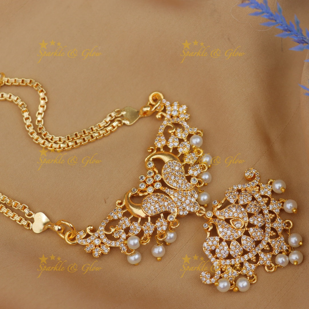 Exquisite Peacock Floral Gold Necklace for Festive Elegance