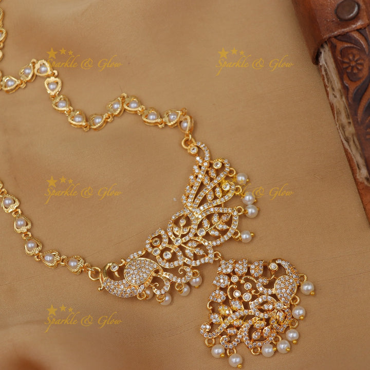 Exquisite Peacock Mango Necklace for Festive Elegance