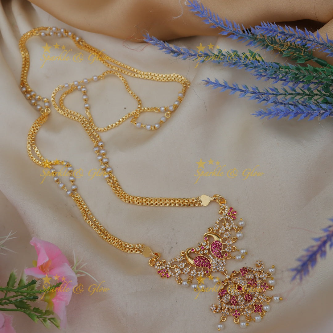 Elegant Long Gold Necklace - Perfect for Festive Glamour