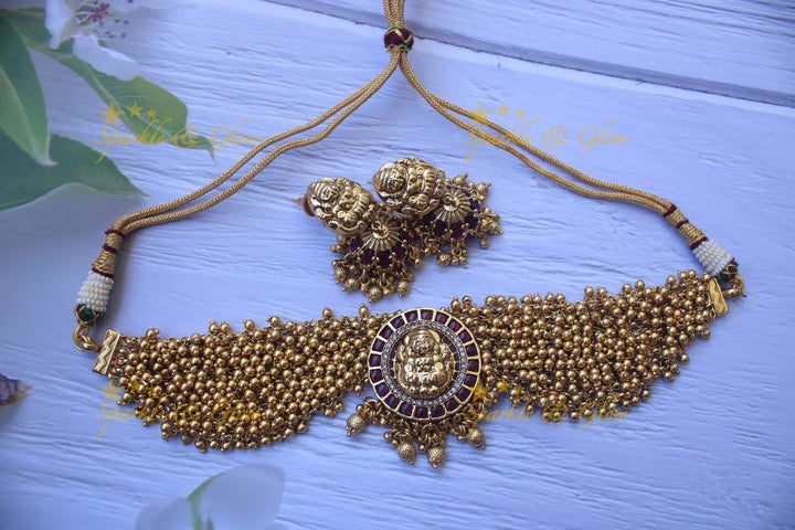 Gold cluster statement nagas choker - Sparkle and Glow