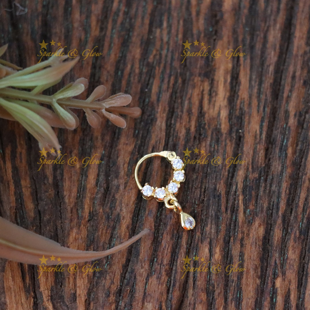 Exquisite Gold-Plated Crystal Nose Pin for Weddings