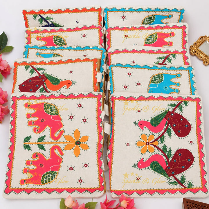 Beautiful Jute Bags for Weddings & Festive Gifts set of 10 Assorted Designs