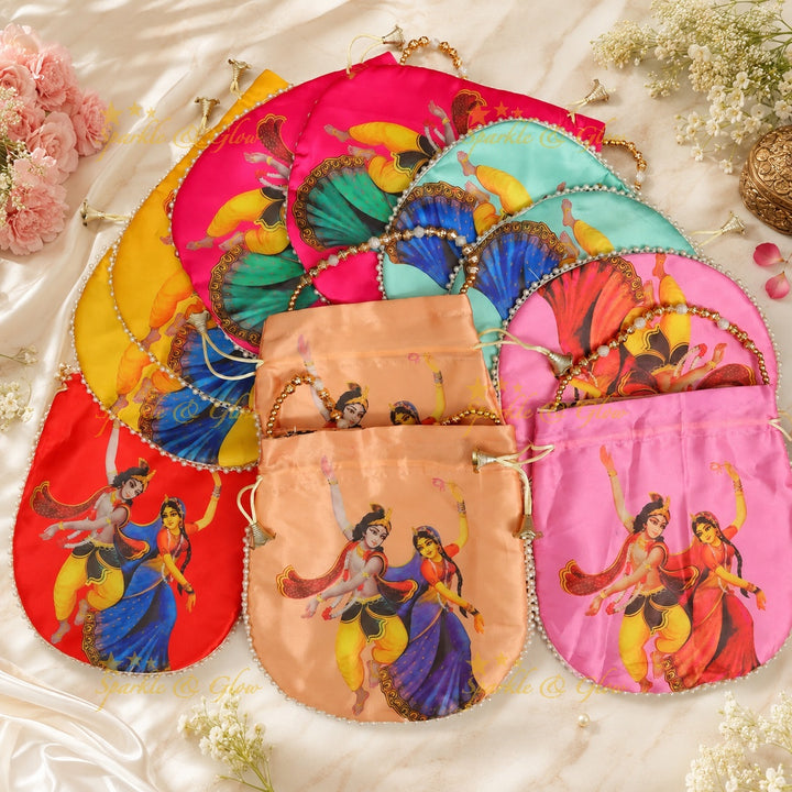 Exquisite Radha Krishna Potli Bags - Festive Essentials Set 0f 10