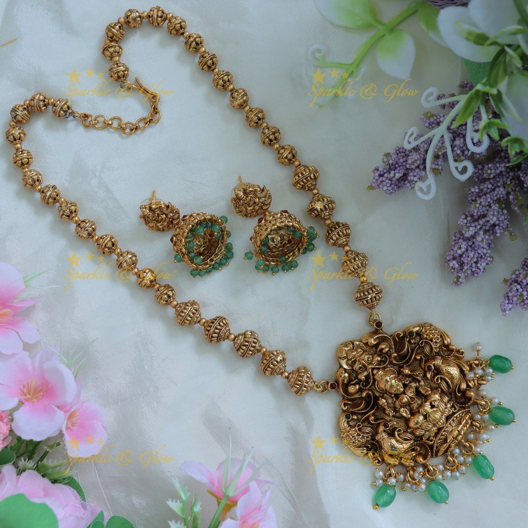 Exquisite Gold Lakshmi Necklace Set | Sparkle & Glow