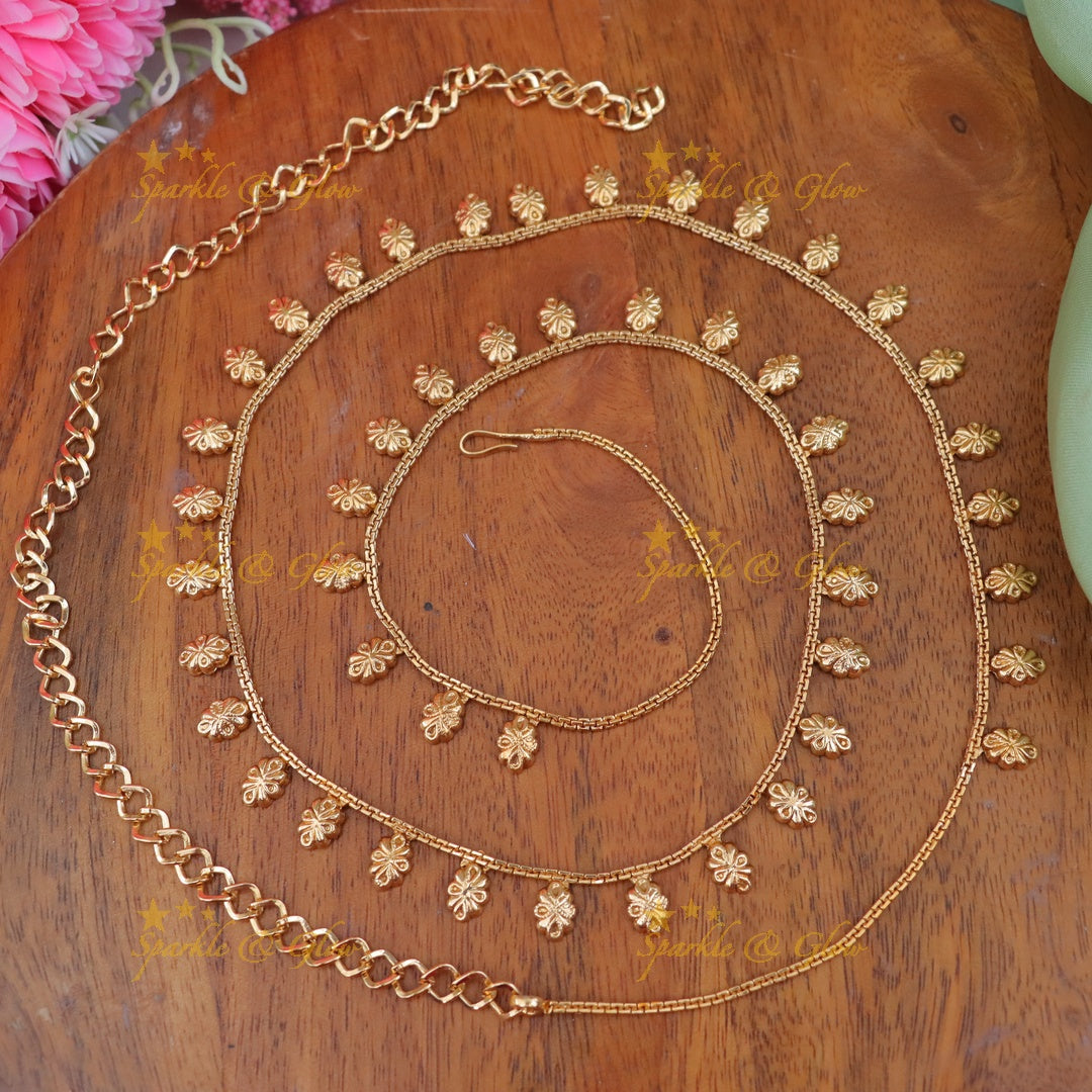 Exquisite Floral Hip Chain Gold Design for Festivities