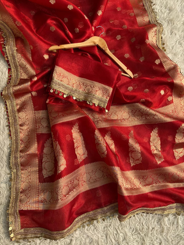Elegant Pink Tissue Organza Saree - Perfect for Celebrations