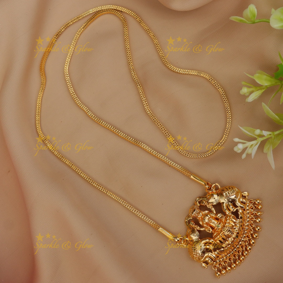 Exquisite Lakshmi Pendant Necklace - Micro Gold Finish