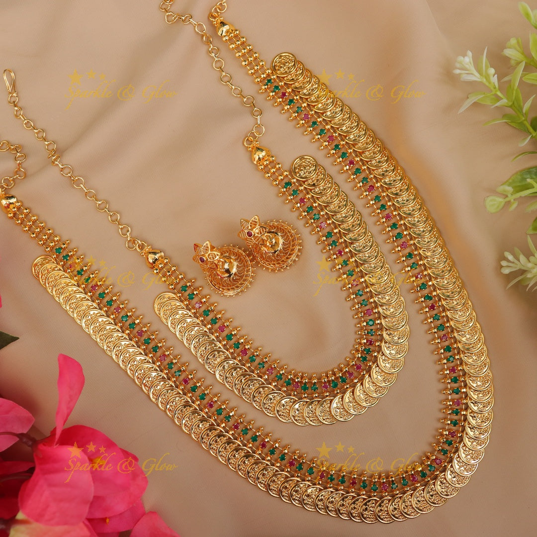 Exquisite Lakshmi Coin Necklace Set - Bridal Elegance